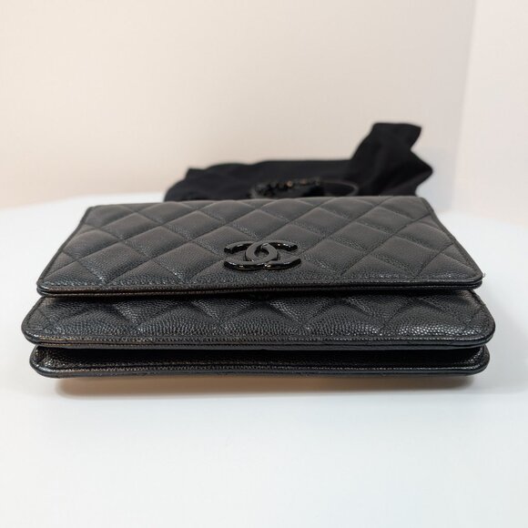 Chanel So Black Quilted Leather Wallet on Chain - Picture 7 of 15